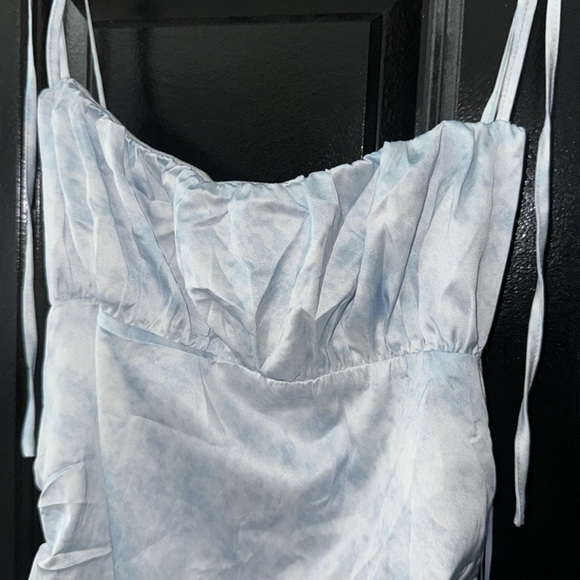 Blue tie dye satin like dress - Picture 3 of 8